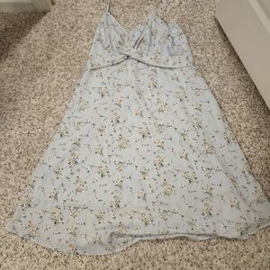 Light Blue Flower Pattern Summer Dress